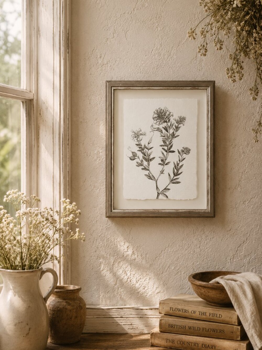 Botanical Study in Sage Floral Illustration Framed Wall Art Print - Picture 7 of 7